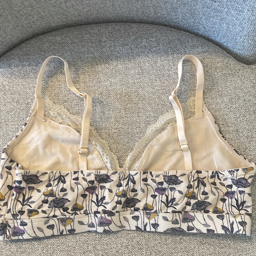 ThirdLove Floral Lace Bralette in Cream with Purple and Yellow Flowers - Picture 5 of 5